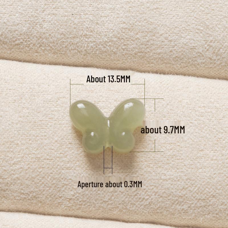 Natural Hetian Jade Butterfly Beads for DIY Jewelry Crystal Bracelet Accessories