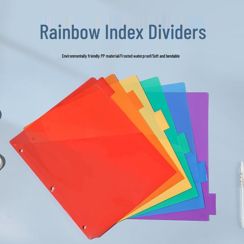 Waterproof US Size Color Index Divider Pages, 6-Pack, 3-Hole Binder