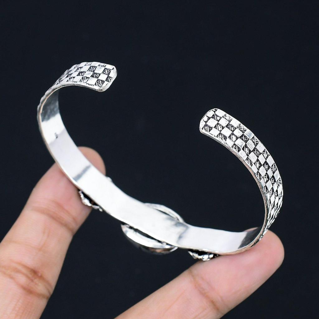 Daughters Day Sale 925 Sterling Silver Oval Dendrite Opal Stone Bangle Bracelet