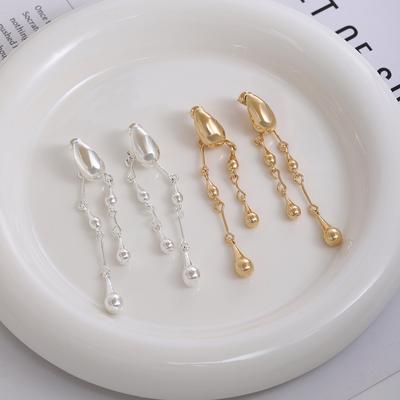Exquisite And Simple Golden Water Drop Fringed Stud Earrings, Light Luxury, High Sense, Cold And Fashionable, A Two-Wear Earring.