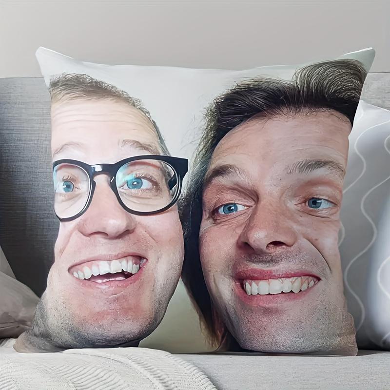 1Pc Trendy Meme Face Pillow Cover, 2D Double-Sided Print Polyester Throw Pillow Case, Viral Funny Gift, Living Room Couch Decor