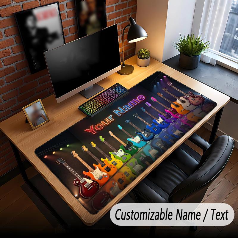 Music Guitar Theme Custom Mouse Pad Personalized With Name Text Customized Desk Mat For Office Home Decor