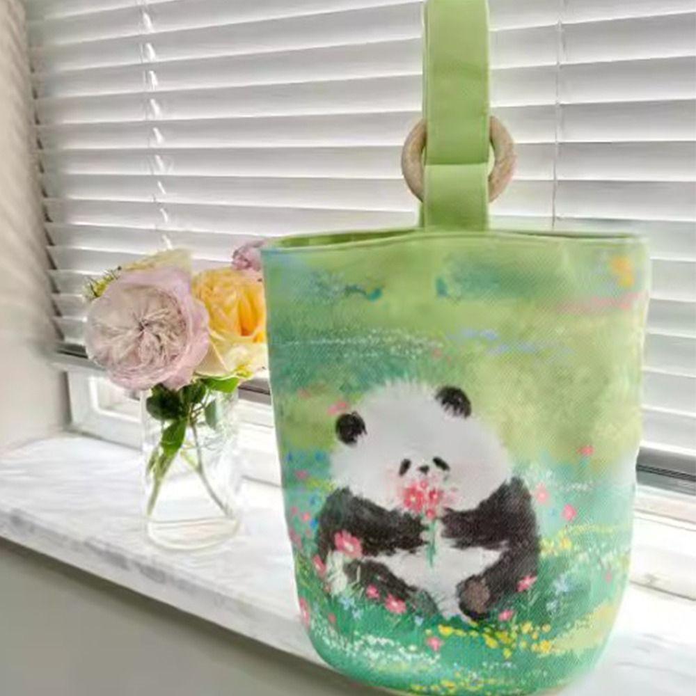 

Холст Сумочка Симпатичная Панда Сумка-ведро Корейский Стиль Простые сумки для покупок