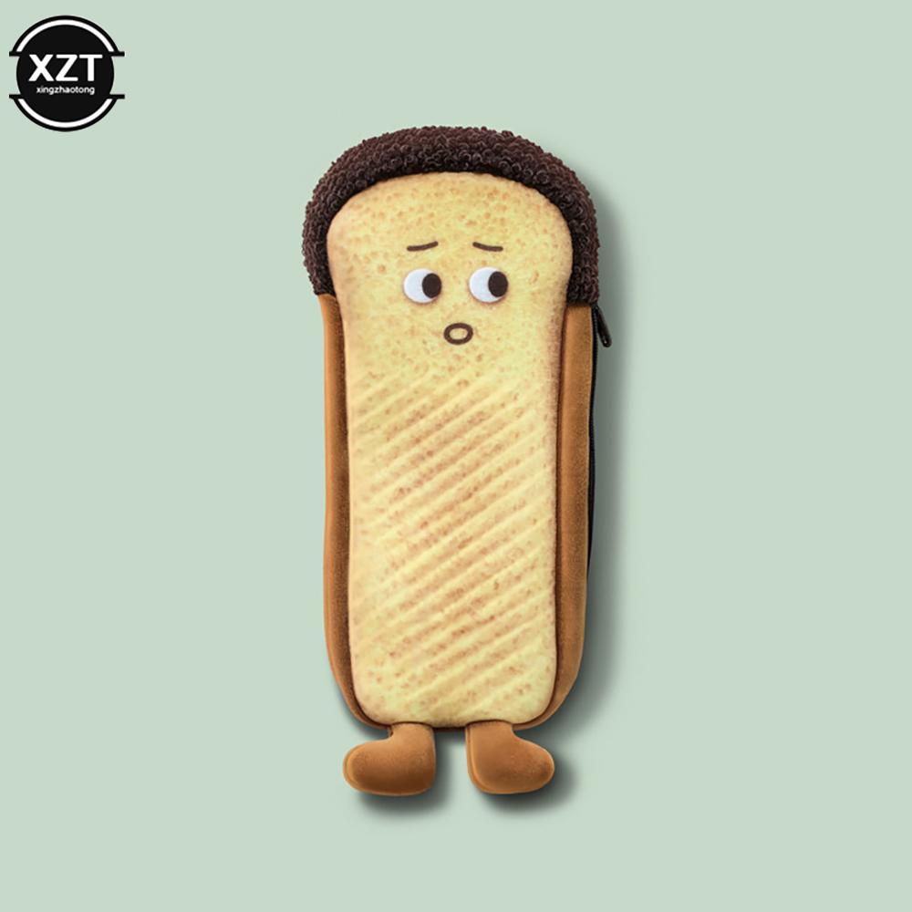 Cartoon Bread Pencil Case Plush Creative Pencil Bag School Stationery Bag Children Pen Case Prizes Gifts Student Pencil Cases