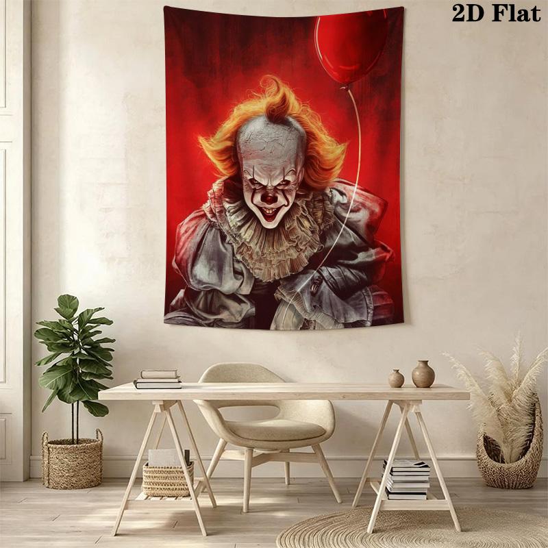 Creepy Clown Tapestry Spooky Room Tapestry Background Cloth Fashion Print Atmospheric Background Cloth Wall Decoration Christmas Gift