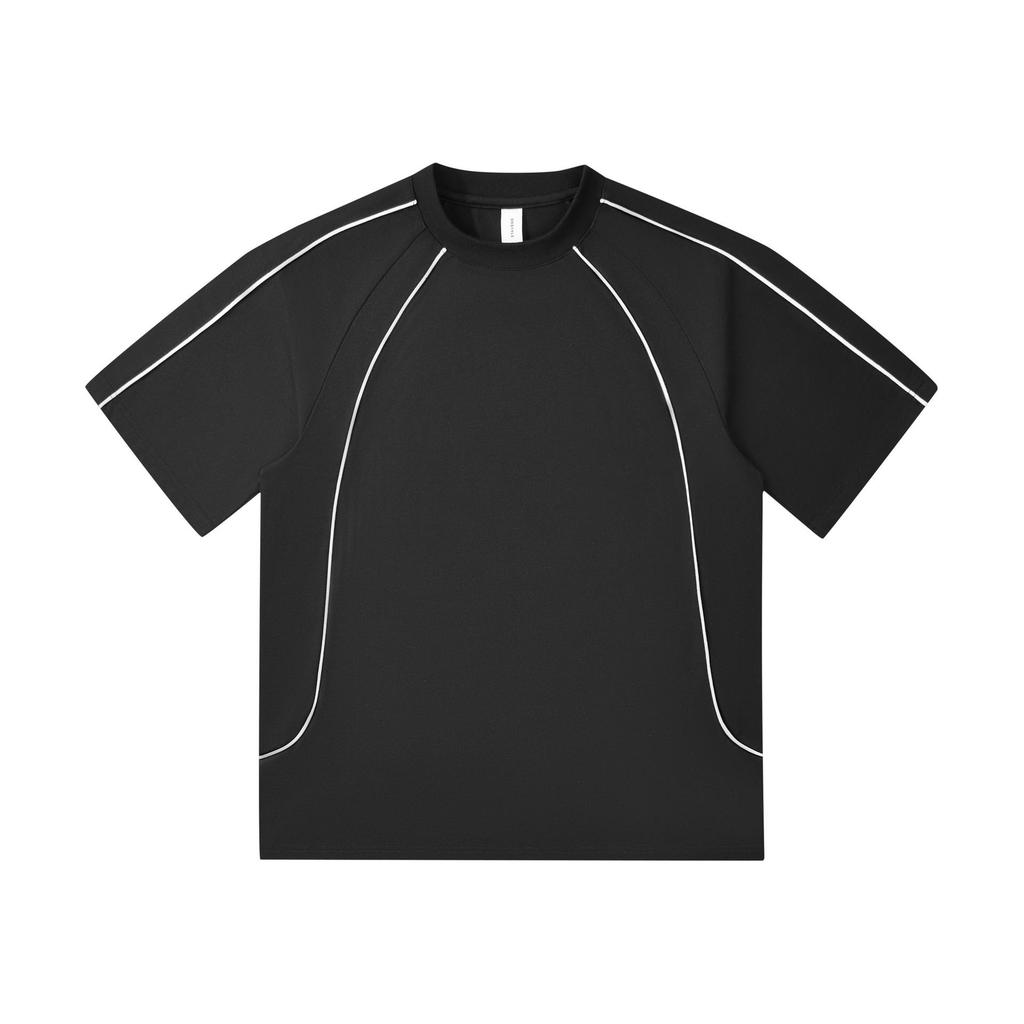 Summer Raglan Color Block Short Sleeve T-Shirt, Trendy American High Street Brand, 250g Pure Cotton, Loose Casual Fit