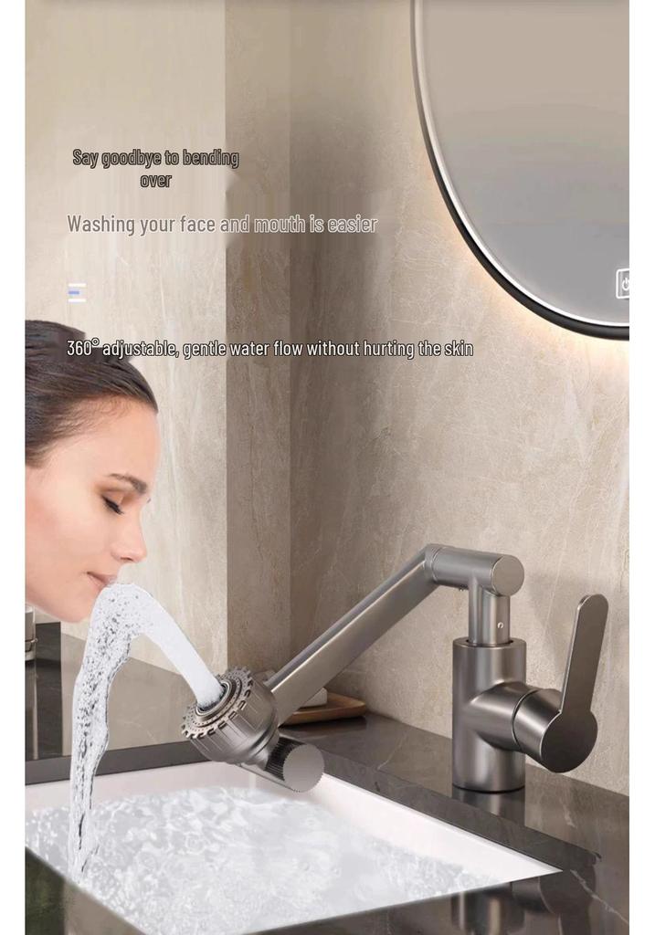 Dual-Use Rotating Lucky Cat Faucet for Bathroom and Kitchen