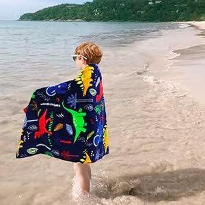 Cute Dinosaurs Beach Towel for Family Staff Friends Gift Towel Quick-Dry Towel For Bath Yoga Tourism Beach GYM Camping Swimming