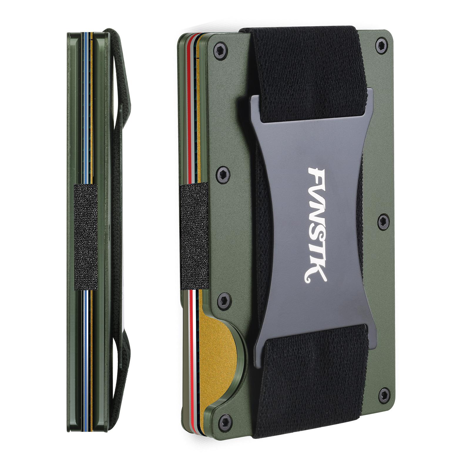 

Кошелек - Блокирующийся передний карманный держатель для кредитных карт - Металлический кошелек с зажимом для денег на ремешке для денег зелёный