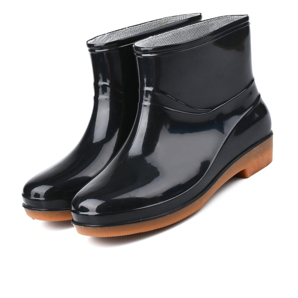 Womens Rain Boots Fashion Antiskid Short Rain Boot Round Head Radian PVC Plastic Rain Boots