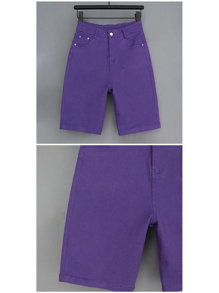 Women's Korean Style High-Waisted Straight-Leg Denim Pants - Versatile, Casual, Stretch for Cycling and Everyday Wear