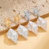 Summer Beach Vacation Style Alloy Starfish Pendant Imitation Pearl Scallop Tassel Earrings for Women Fashion Accessorie Jewerly