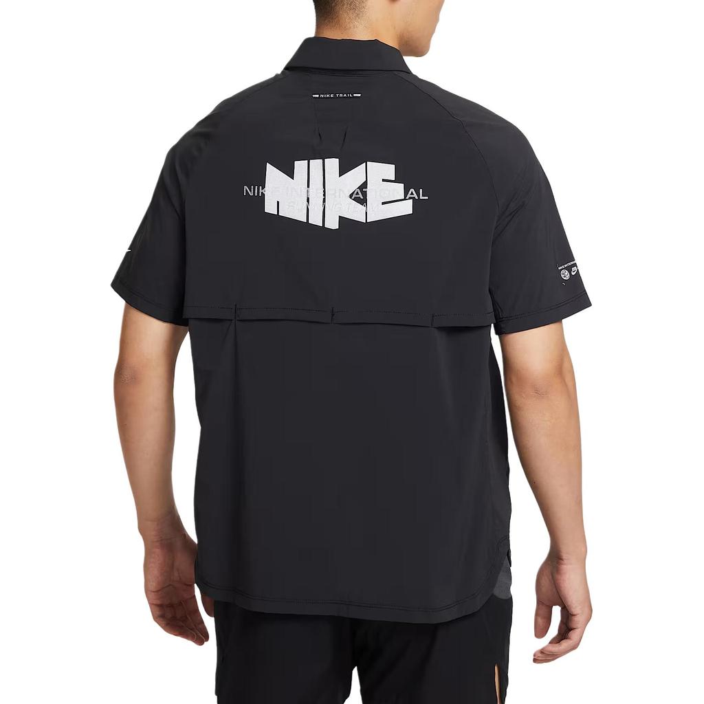 Nike Dri-Fit FW25 UV Logo Letter Running Breathable Button Short Sleeve Shirt Men Tops IH4510-010