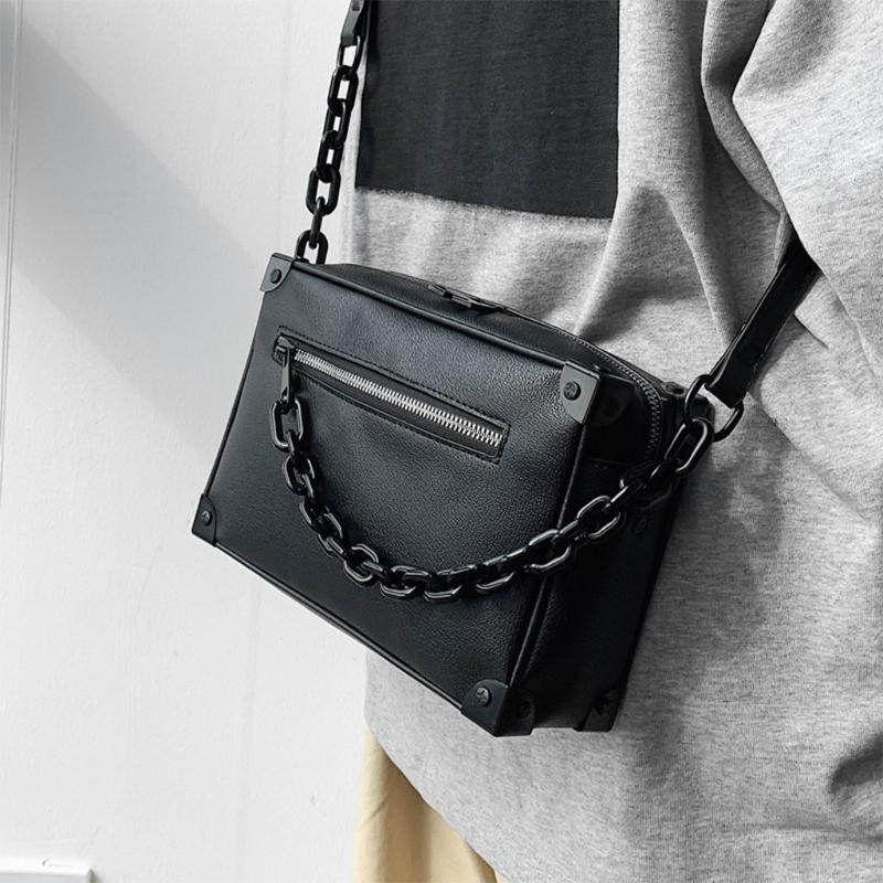 Crossbody-Tasche Unisex Mode Kleine Quadratische Umhängetasche Handtasche für Damen und Herren PU-Leder Messenger-Handtaschen mit Verstellbarem Riemen