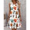 European and American Wish Summer Dress Printed Sleeveless Round Neck Dress for Women