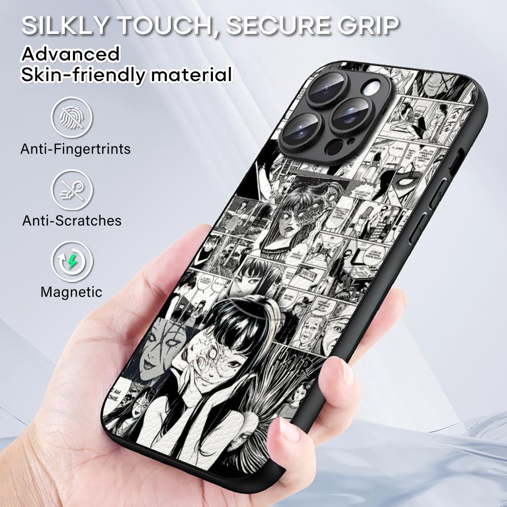 Thriller Cool Tomie Junji Anime Phone Case For iPhone 17 16 15 14 13 12 11 Plus Pro Max  High-end Luxury Magsafe Sheepskin