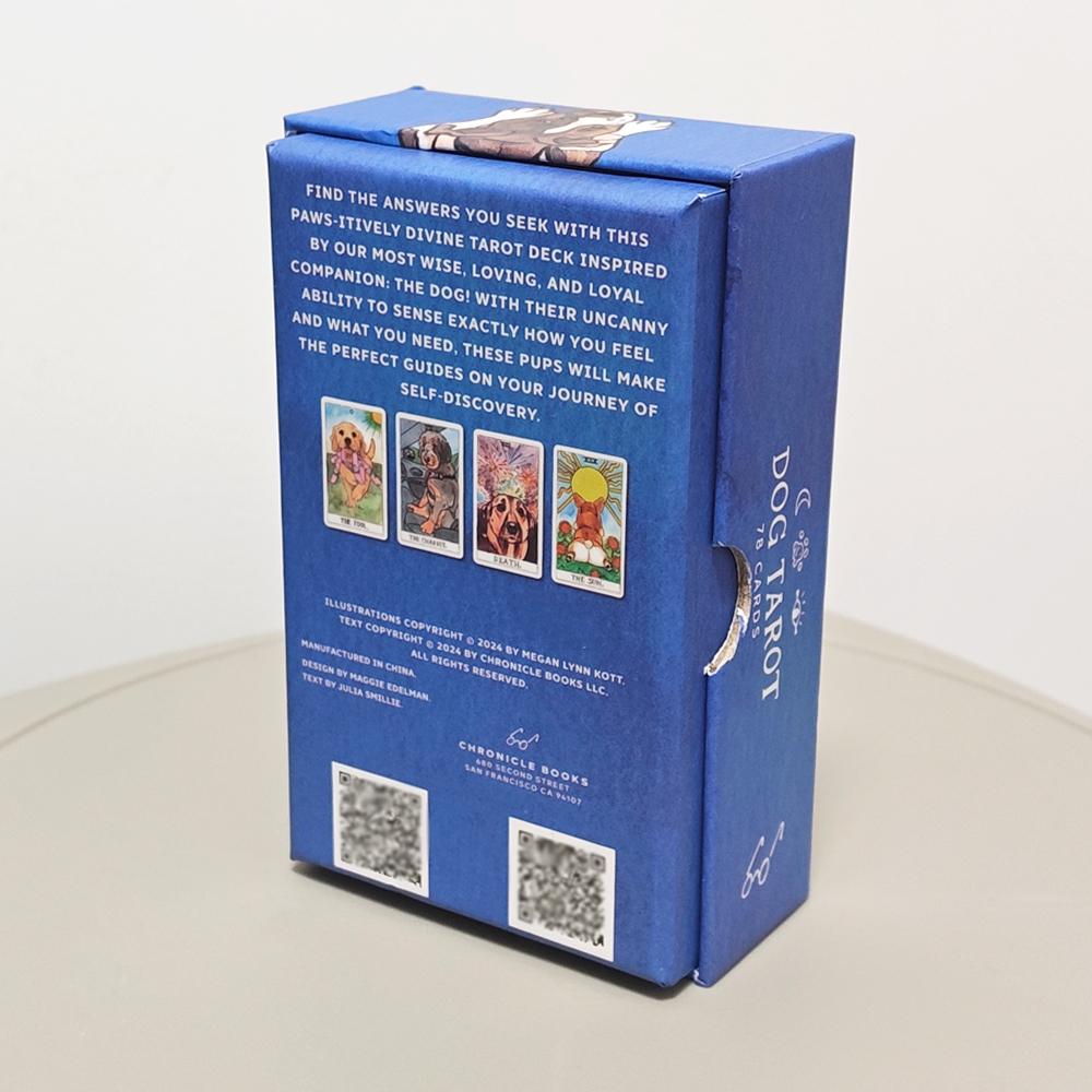 12*7cm Dog Tarot Deck In Rigid Box, 78 Pcs Cards Inspired By Wise Companion Printed On 350GSM Double-embossed Cardstock