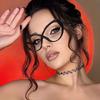 Flat Women's Super Lightweight Round Cat Eye Frames Oversized European and American Street Style Anti- Blue Lightweight Lenses