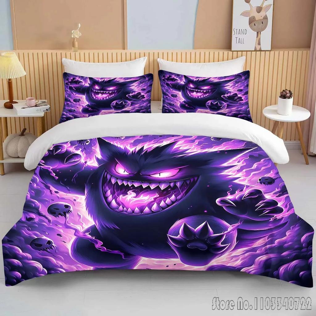 Anime Pokemon Gengar 3D Tištěný Dětský Povlečení Sada Dětské Povlaky na Peřinu Sada Ložní Prádlo Twin Jednolůžko King Děti Dospělí Dárek