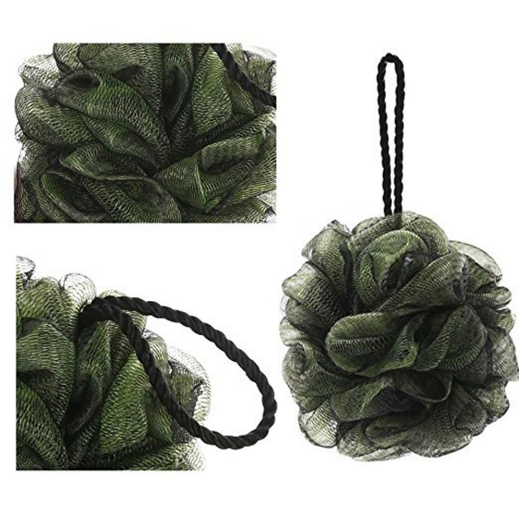 Set of 4 Bath Shower Poufs with Hanging Loops Mesh Body Scrubber Exfoliating Shower Sponge for Daily Bathing and Skin Cleansing