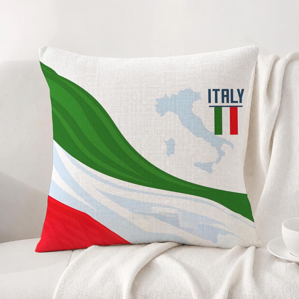 Flag Italy Flag Cushion Cover Natural Linen Pillowcase Set AllinOne Decor Cushion Cover for Sofa Bedroom Chair
