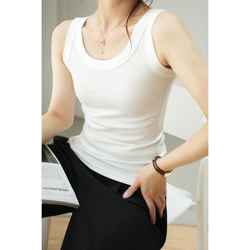 Ripp-Modal-Formweste für Damen mit seitlicher BH-Unterstützung, Bodycon-Basisschicht mit Rundhalsausschnitt für Frühling & Sommer