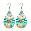 Ocean Style Coconut Tortoise PU Leather Earrings Fashion Earrings Holiday Gifts for Friends Party Fashion Accessories Elegant Earrings Party Earrings