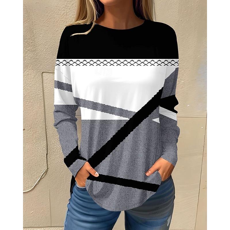 Women's 3d Printed Butterfly Flash T-shirt Fashion Long Sleeve Round Neck Regular Top Holiday Weekend Spring and Autumn Wear