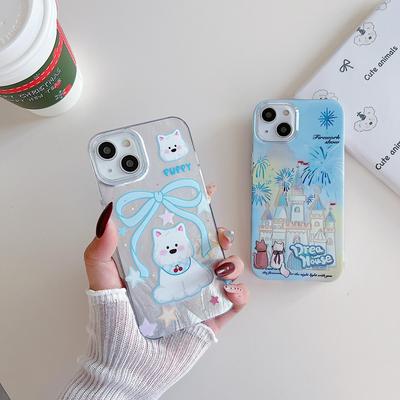Laser Castle Puppy Silicone Case for Xiaomi Redmi Note 14 13 Samsung A54 A24 A14 Oppo A78 A58 A38 Tecno Spark 30C Funda Painted Cover Soft TPU Bumper