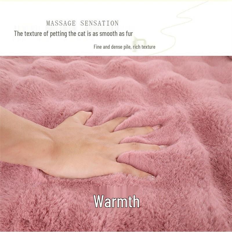 Cream Imitation Rabbit Fur Carpet - Ideal for Bedroom, Cloakroom, Living Room, or Bay Window. Bubble Velvet Plush Mat.