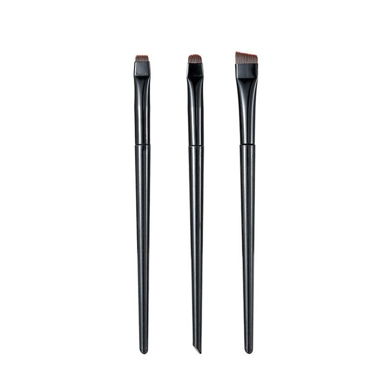 3Pcs Bent Eyeliner Brush Angled Brow Brush For Micro Lining Aegyo Sal And Detail Eyeshadow Professional Makeup Brush Set