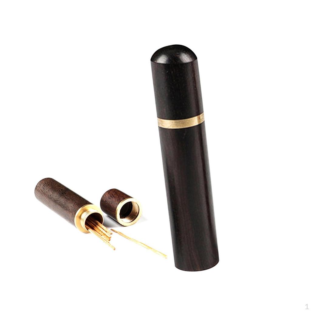 Portable Wood Toothpick Holder Multifunction Storage Container Tin Case Pocket