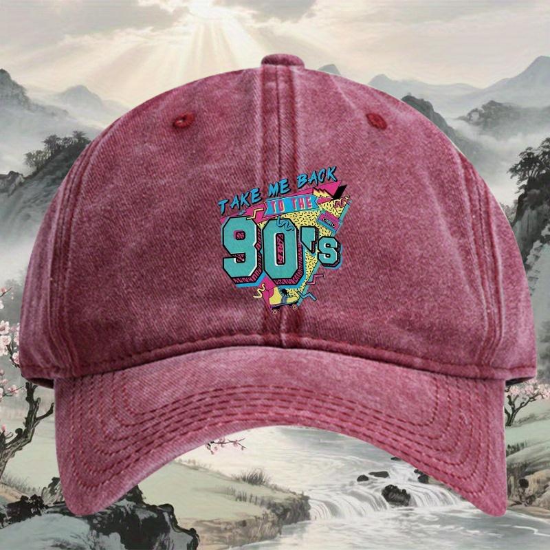 

Take Me Back to the 90s Graphic Baseball Cap Unisex Cotton Adjustable Casual Print Hat One Size