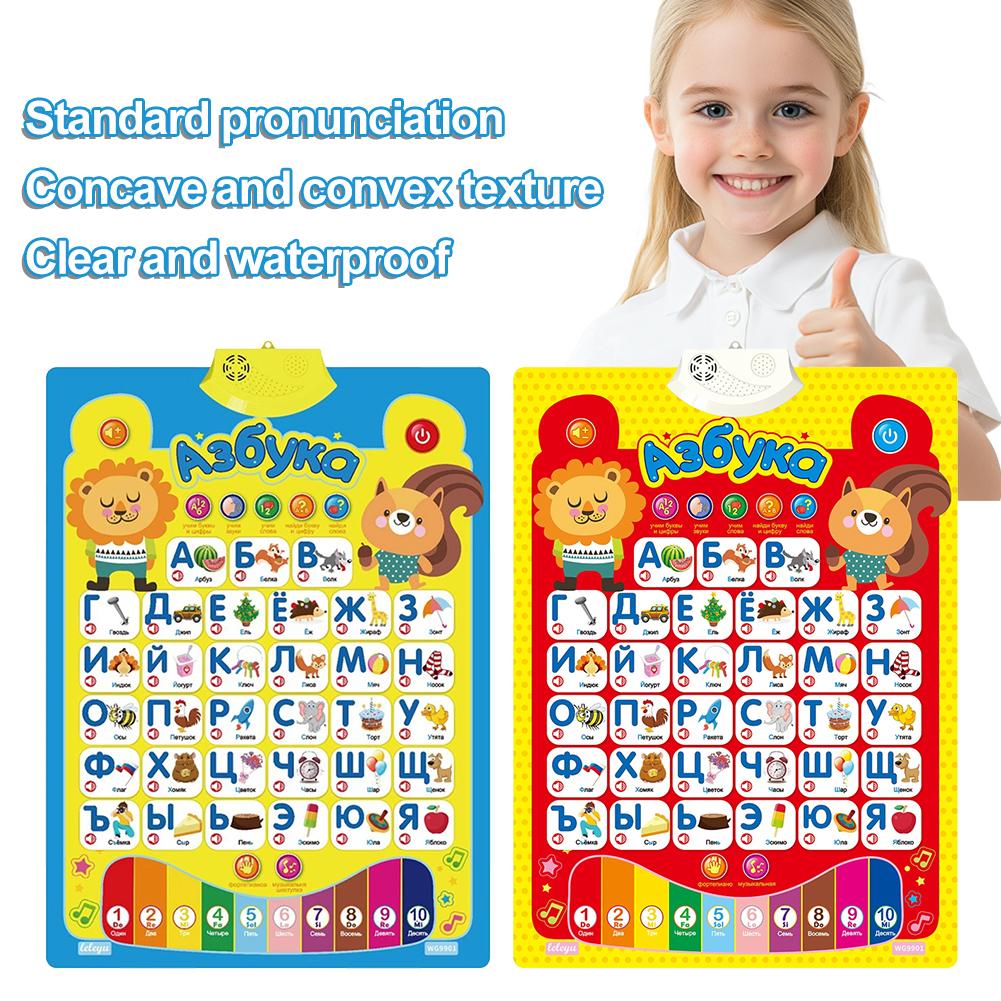 Toys Educational Russian Electronic Interactive Alphabet Wall Chart Talking ABC 123s Music Learning Poster Preschool Toddlers