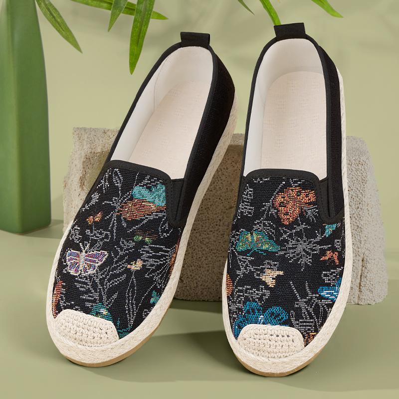 Fashion Soft Women's Shoes Platform Tennis Female Flats Clogs Summer Breathable Dress New Comfortable Canvas Fabric Fisherman Shoes Woma