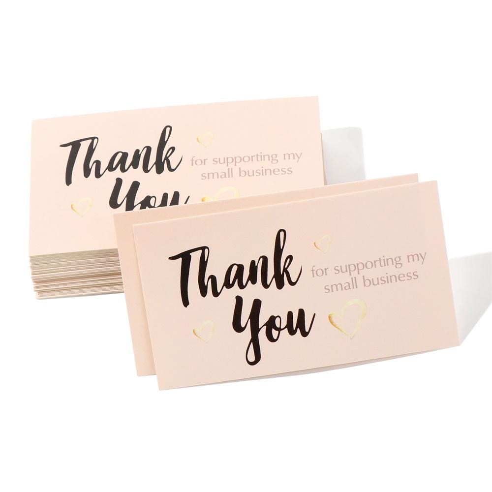 Gold Heart "Thank You For Supporting My Small Business" Pink Greeting Cards Business Thanks Notes