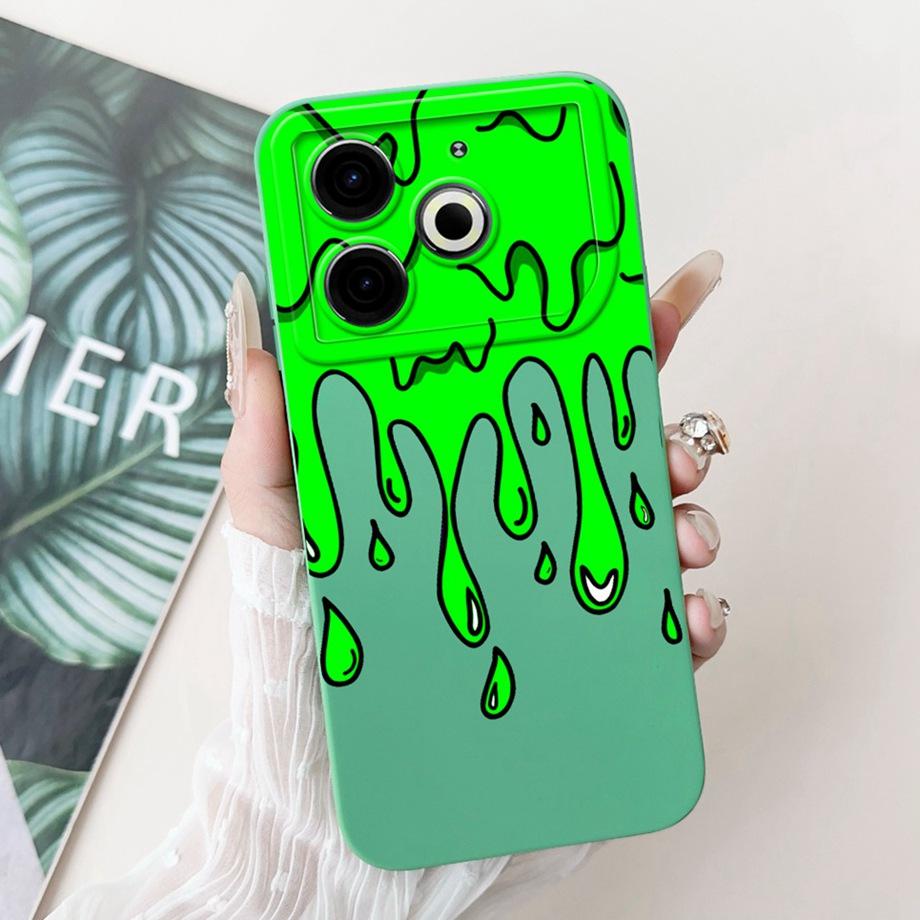 For Tecno Pova 6 Neo Pova6Neo Case Liquid Silicone Soft TPU Back Cover 2024 Fashion Phone Funda Gothic Black Night Bumper