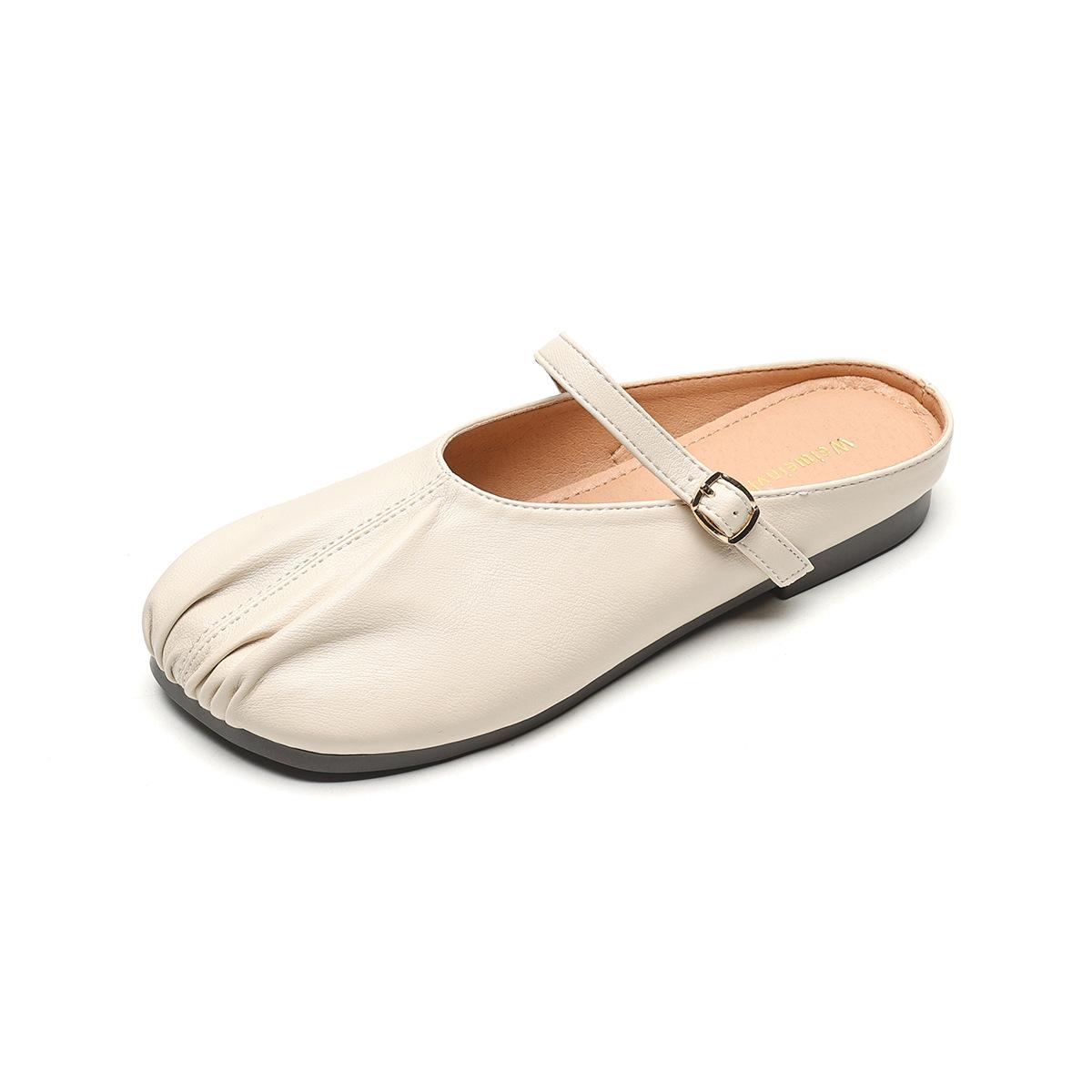 

Weiwei girl 993-2 однопедальные полутапочки с сумкой на голову женские с плоским дном одно слово с французской складкой классные тапочки с мягкой подошвой 35 абрикосовый