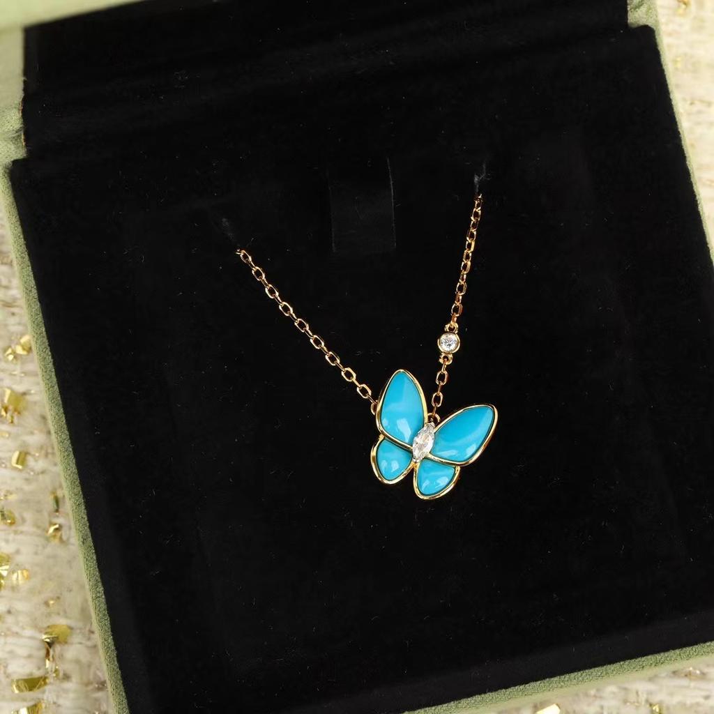 New Hot Brand Vintage Necklace Luxury Jewelry for Women Zircon Turquoise Anniversary Gifts Fashion Pure 925 Sliver Necklace