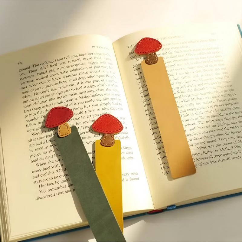 Mushroom-shaped PU Leather Bookmark,Durable & Cute Reading Accessory for Books,Journals,Planners,Gift for Book Lovers & Students