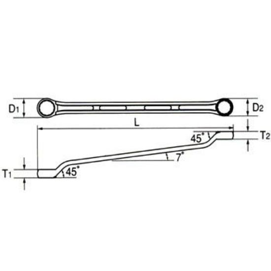 ASH Light Tool Offset 17mm x LOF1719 Double-Ended Wrench, 19mm,