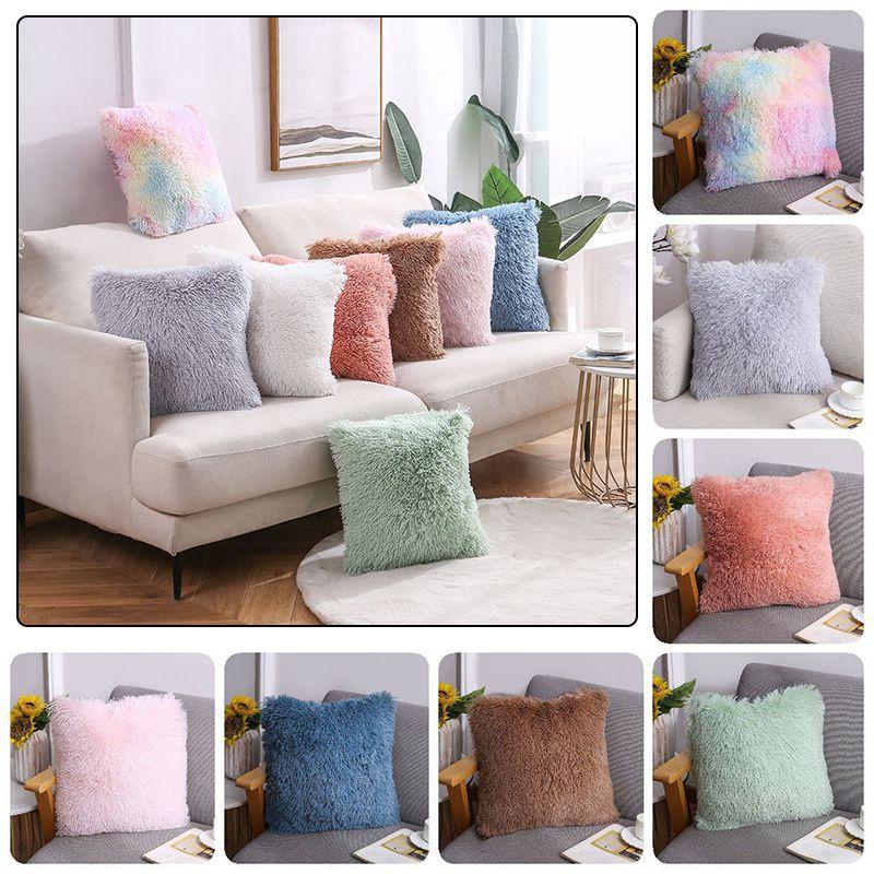 Cushion Fluffy Square Plush Pillow Covers Shaggy Scatter Sofa Pillowcase Decor