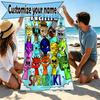 Custom Name Personalized Sprunki Game Print Beach Towel, for Trip Camping Beach Party Home Decor, Birthday Gift for Family & Friends