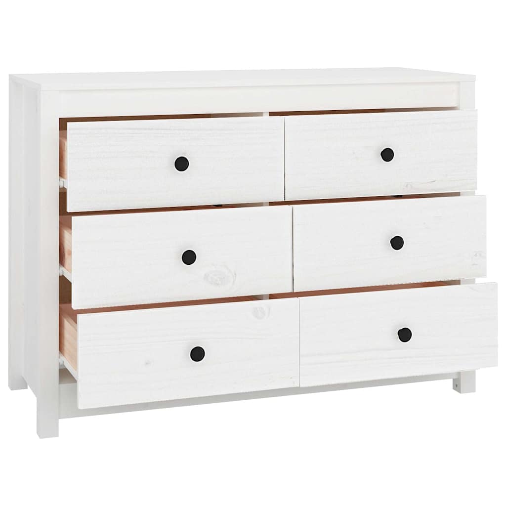 Side Cabinet White 100x40x72 Cm Solid Pine Wood