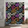 Multicolored Daisy Shower CurtainWaterproof Bath Decoration for Home Decor Black White Floral Pattern, 3D Printing Bathroom Show