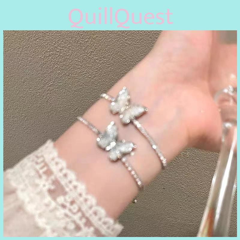Stylish Blue Pink Butterfly Crystal Bracelet Sweet Princess Style Jewelry Fashion