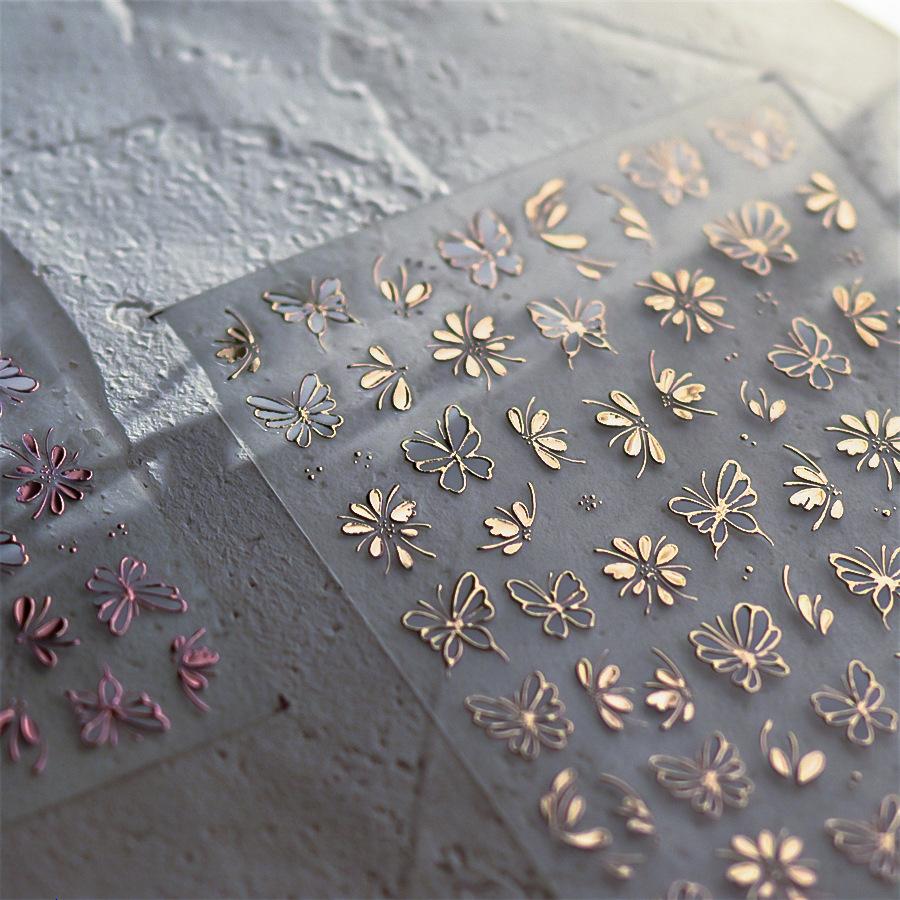 5D Relief Nail Art Stickers Purple Exquisite Iris Flowers Adheisve Decals Manicure Floral Pattern Embossed Decorations