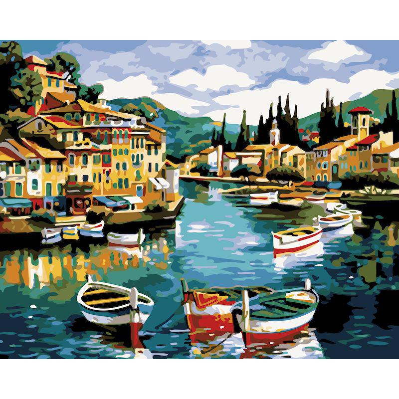 DIY Harbor Painting Kit - 40x50cm Digital Oil Painting Set
