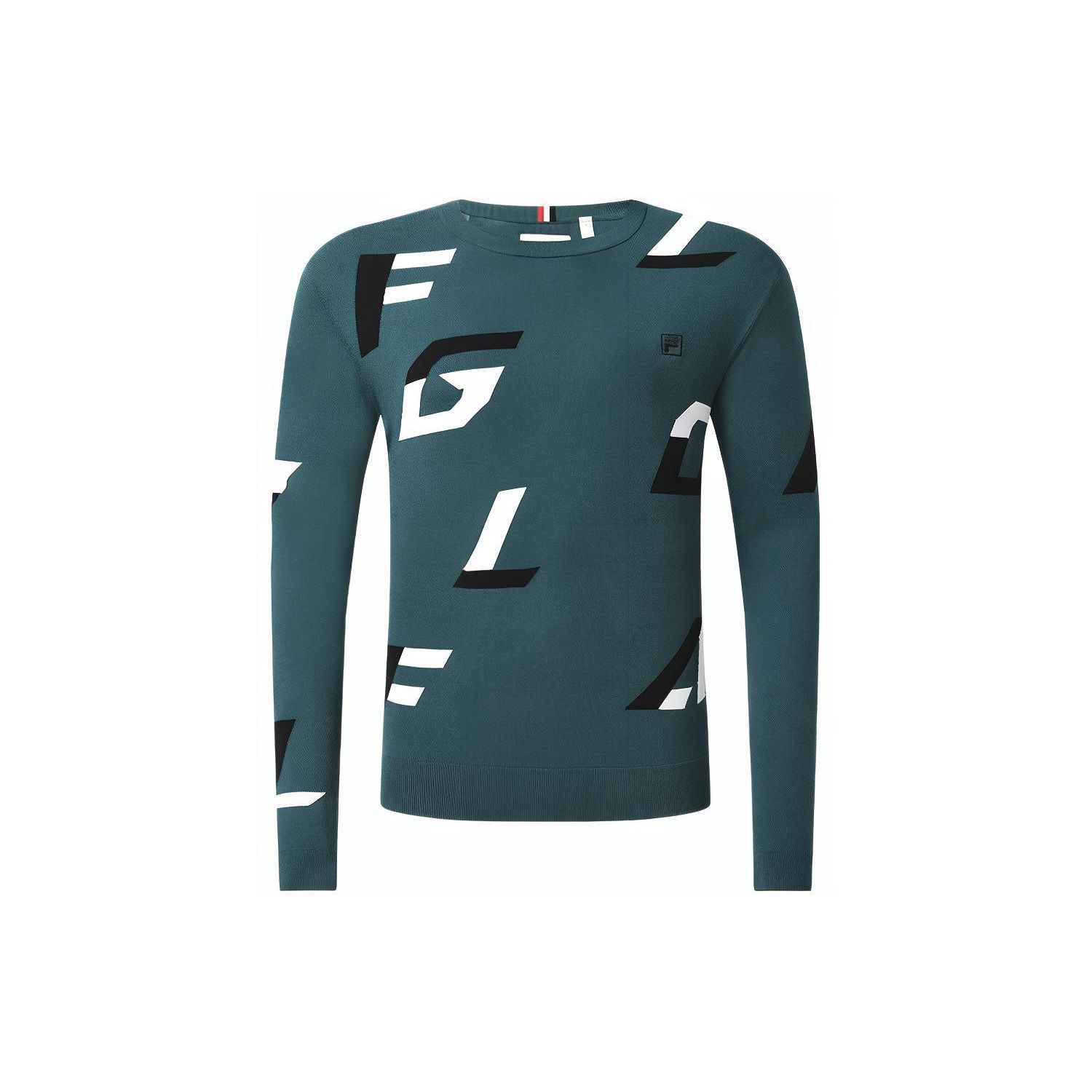 

FILA Athletics Solid Color Letter Decoration Basic Round Neck Long Sleeve Golf Sports Knit Sweater Men sweater Teal A11M315408F-DG L