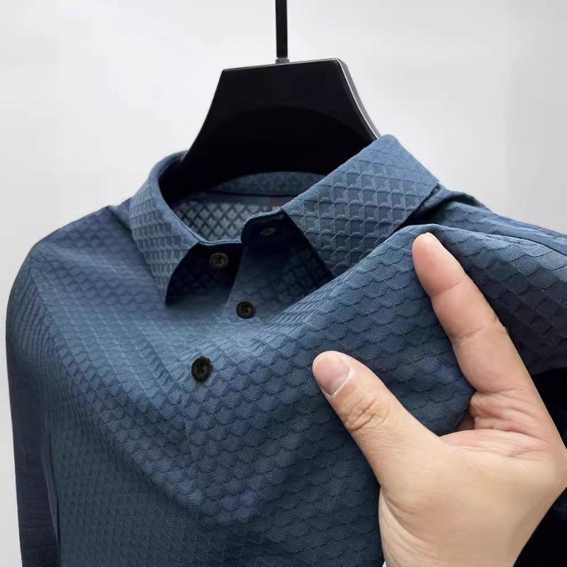 

Летняя мужская быстросохнущая рубашка-поло из ледяного шелка с воротником-стойкой XXXL синий